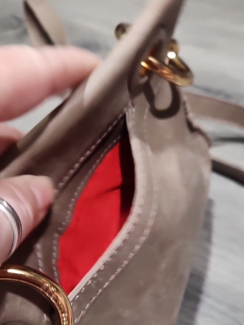 Hammitt Taupe Suede Crossbody with Gold Hardware - Picture 7 of 8